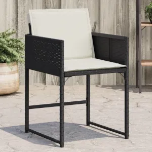 Patio Chairs with Cushions 4 pcs Black Poly Rattan