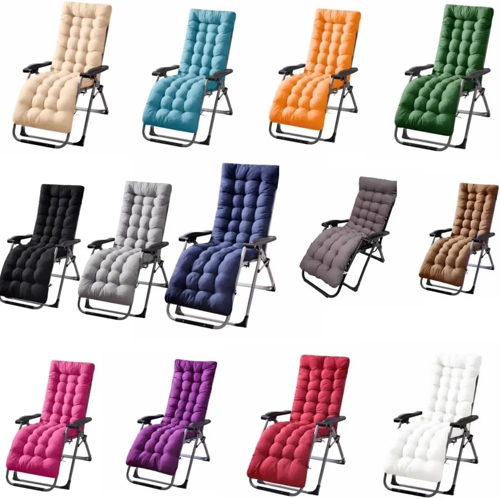 Patio Chaise Lounger Cushion， IndoorOutdoor Rocking Chair Sofa Cushion with 6 Ties， Thick Padded Swing Bench Cushion，61x18.9x3.1in (Black)