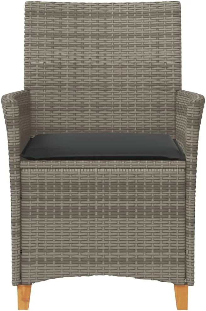Patio Dining Chairs Camping Chair Dining Chairs Lounge Chair - Patio Chairs with Cushions 2 pcs Gray Poly Rattan&Solid Wood for Campsites Garden Beaches Terrace