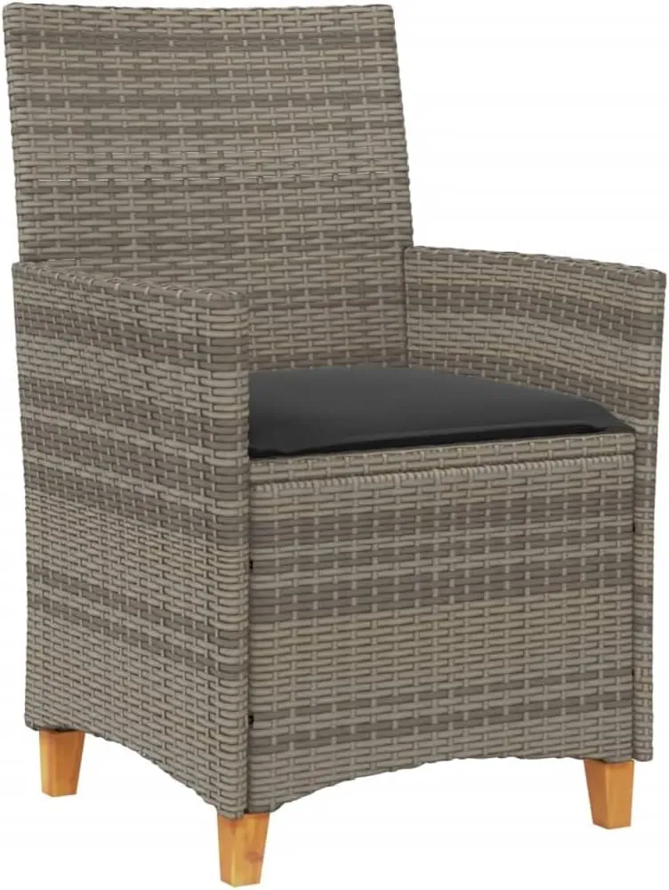 Patio Dining Chairs Camping Chair Dining Chairs Lounge Chair - Patio Chairs with Cushions 2 pcs Gray Poly Rattan&Solid Wood for Campsites Garden Beaches Terrace