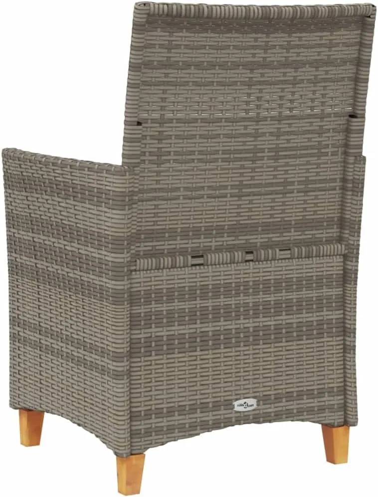 Patio Dining Chairs Camping Chair Dining Chairs Lounge Chair - Patio Chairs with Cushions 2 pcs Gray Poly Rattan&Solid Wood for Campsites Garden Beaches Terrace