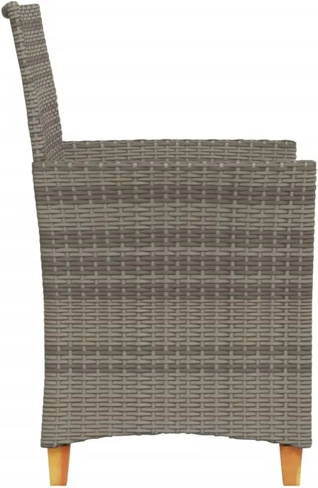 Patio Dining Chairs Camping Chair Dining Chairs Lounge Chair - Patio Chairs with Cushions 2 pcs Gray Poly Rattan&Solid Wood for Campsites Garden Beaches Terrace