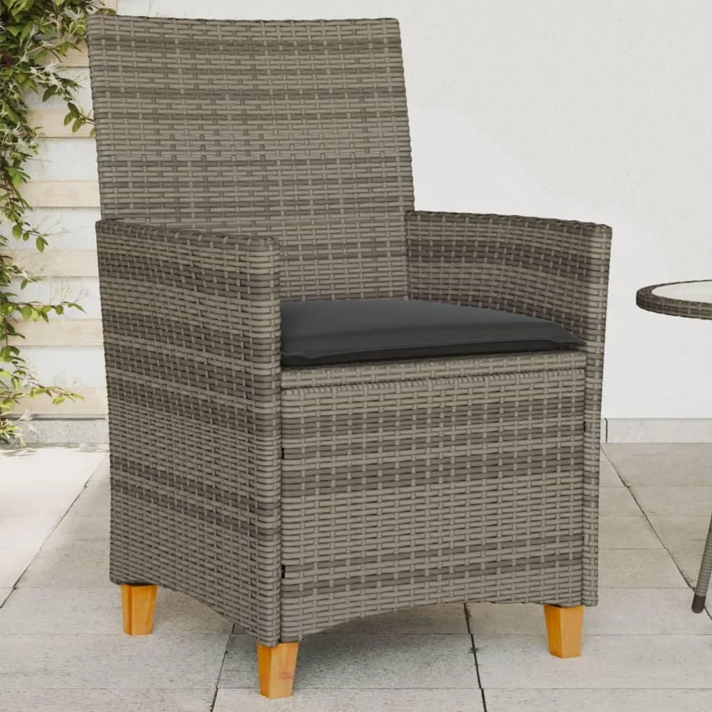 Patio Dining Chairs Camping Chair Dining Chairs Lounge Chair - Patio Chairs with Cushions 2 pcs Gray Poly Rattan&Solid Wood for Campsites Garden Beaches Terrace