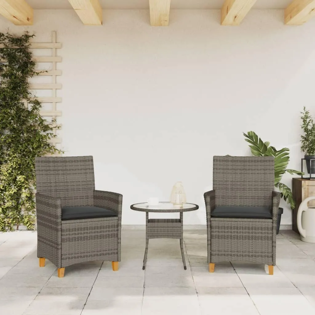 Patio Dining Chairs Camping Chair Dining Chairs Lounge Chair - Patio Chairs with Cushions 2 pcs Gray Poly Rattan&Solid Wood for Campsites Garden Beaches Terrace