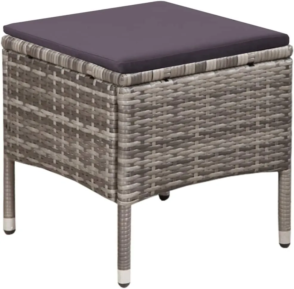 Patio Furniture Set, Front Porch Chairs,Patio Chair and Stool with Cushions, Easy to Clean Suitable for Patio, Deck, Front Porch, Garden Poly Rattan Gray
