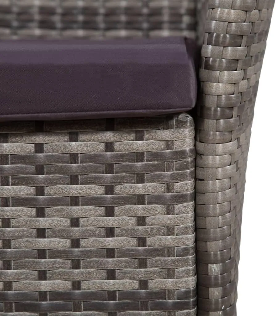 Patio Furniture Set, Front Porch Chairs,Patio Chair and Stool with Cushions, Easy to Clean Suitable for Patio, Deck, Front Porch, Garden Poly Rattan Gray