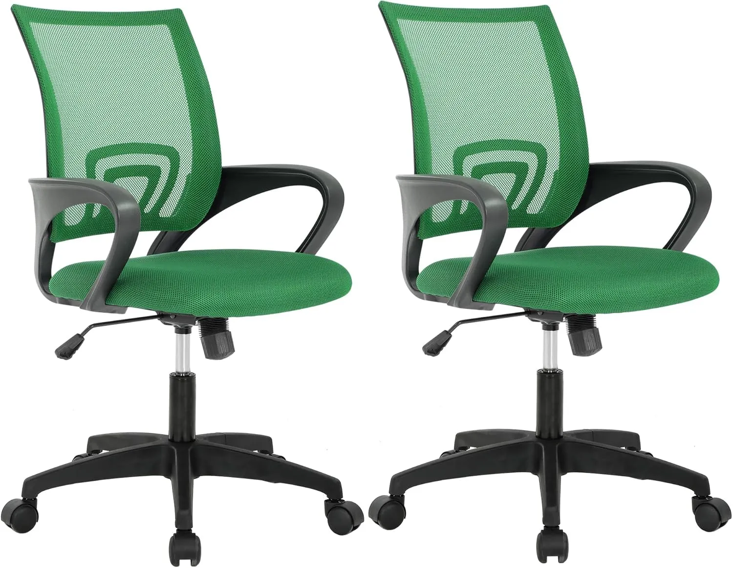 PayLessHere Home Office Chair - Adjustable Ergonomic with Lumbar Support, Armrest, Executive, High Density Mesh, 360 Degree Swivel (Pack of 2, Green)
