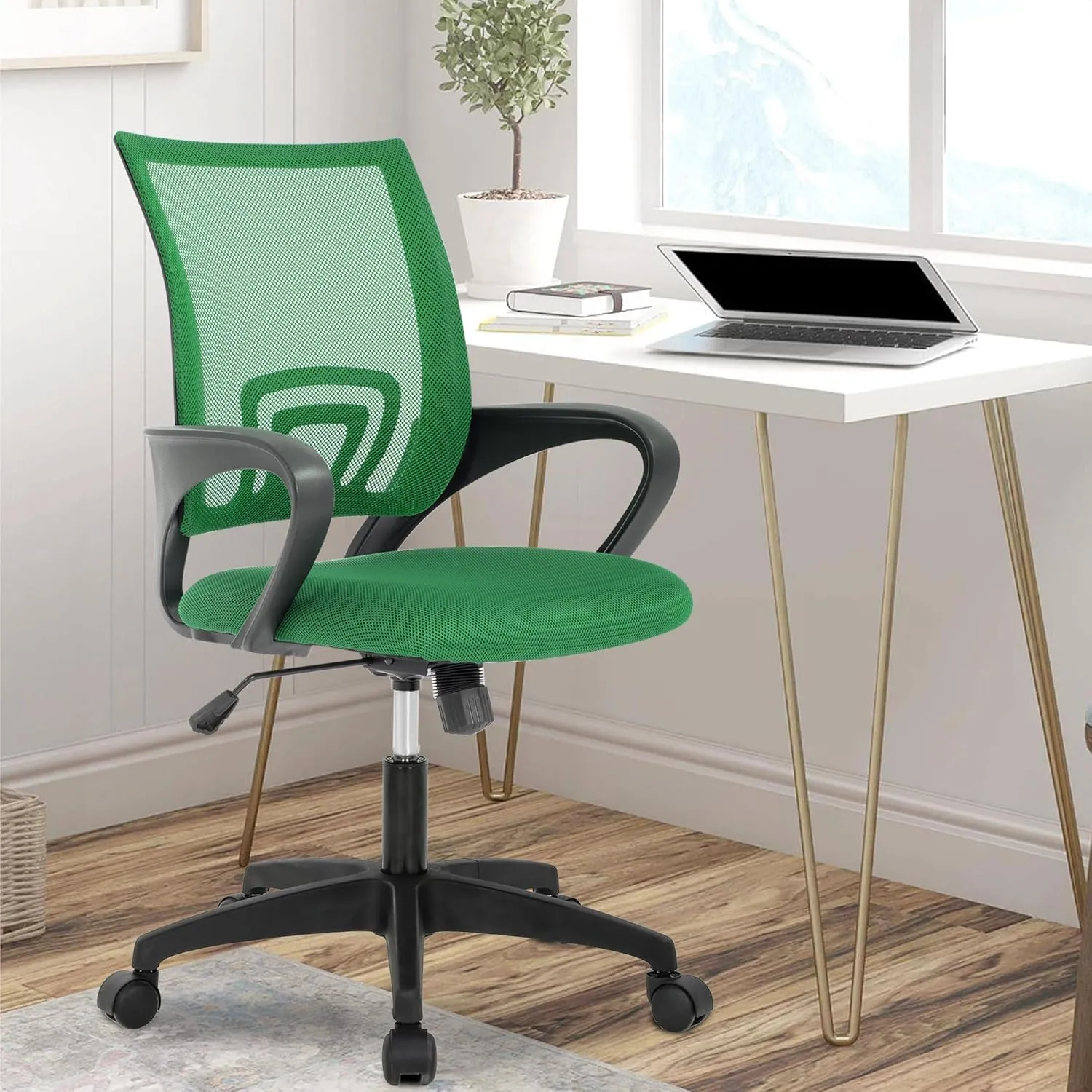 PayLessHere Home Office Chair - Adjustable Ergonomic with Lumbar Support, Armrest, Executive, High Density Mesh, 360 Degree Swivel (Pack of 2, Green)