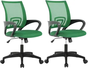 PayLessHere Home Office Chair - Adjustable Ergonomic with Lumbar Support, Armrest, Executive, High Density Mesh, 360 Degree Swivel (Pack of 2, Green)
