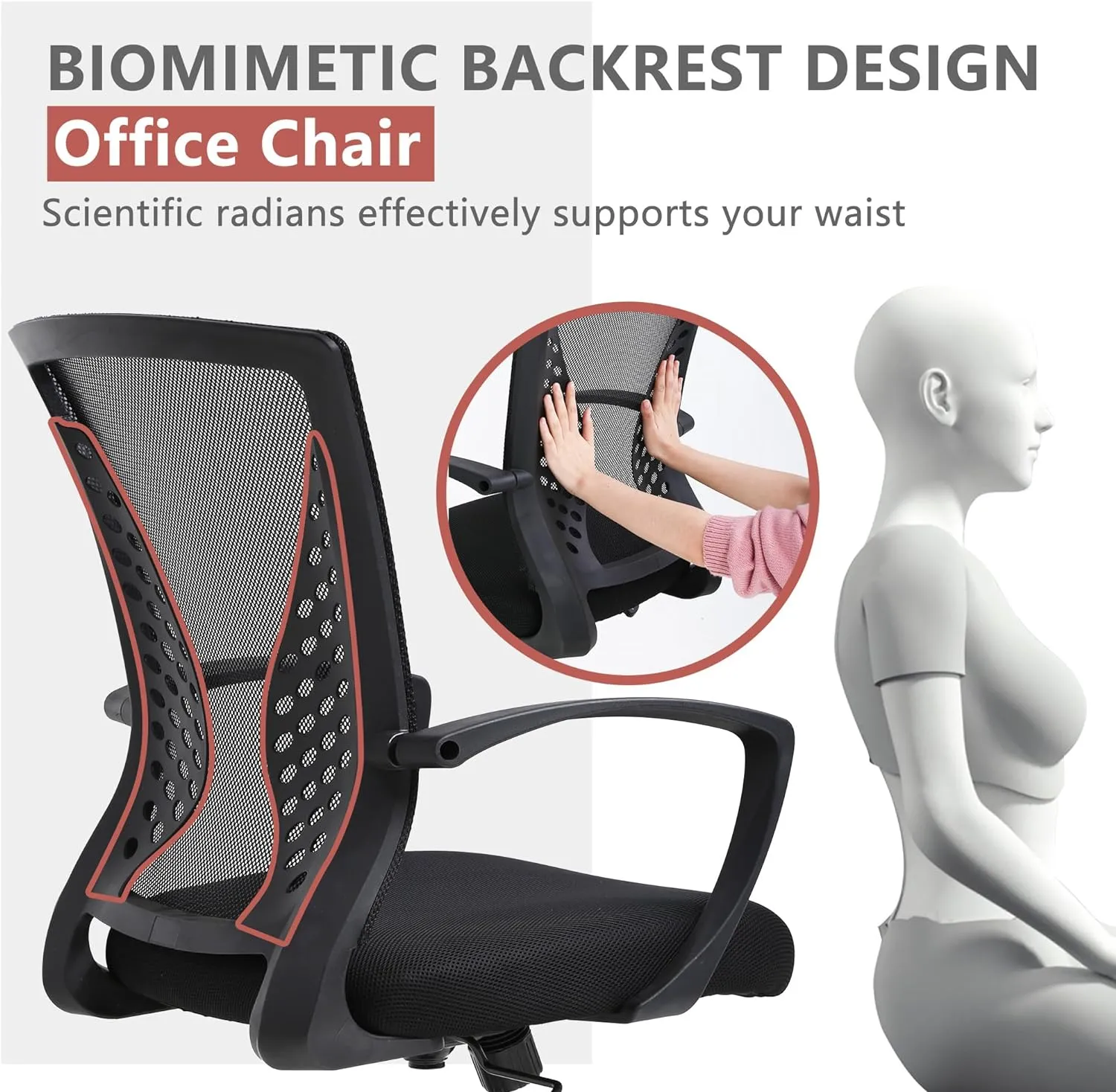 PayLessHere Office Computer Gaming Chair Ergonomic Mesh Desk Chair Adjustable Video Game Chairs with 360 Degrees Swivel Wheels Armrest Lumbar Support for Home Office,Black