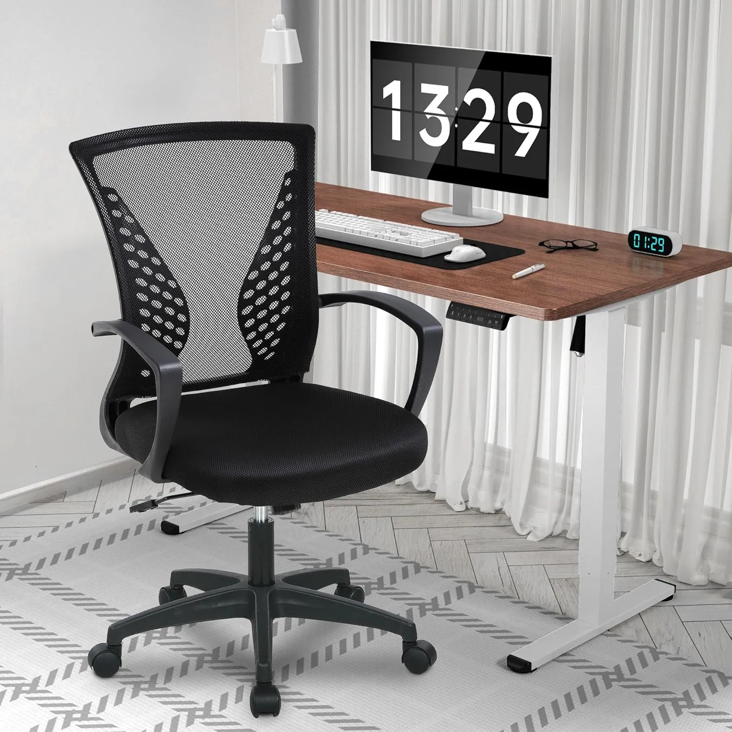 PayLessHere Office Computer Gaming Chair Ergonomic Mesh Desk Chair Adjustable Video Game Chairs with 360 Degrees Swivel Wheels Armrest Lumbar Support for Home Office,Black