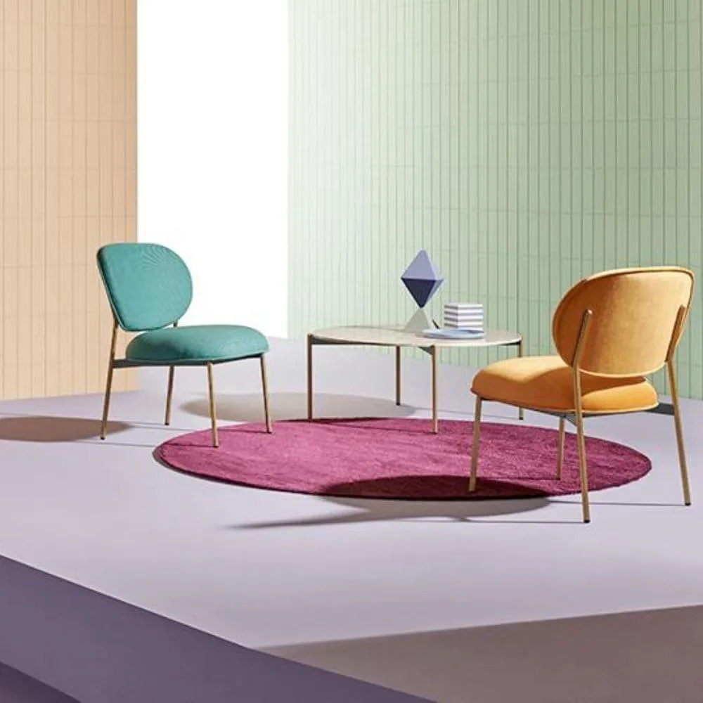 Pedrali Blume 2951 padded lounge chair in fabric or velvet