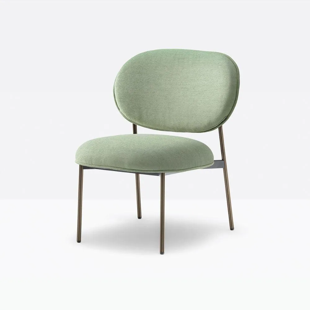 Pedrali Blume 2951 padded lounge chair in fabric or velvet