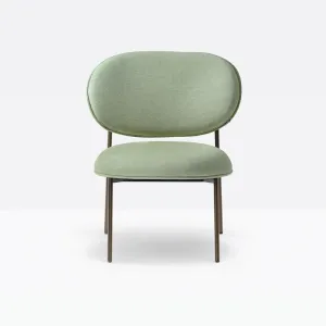 Pedrali Blume 2951 padded lounge chair in fabric or velvet