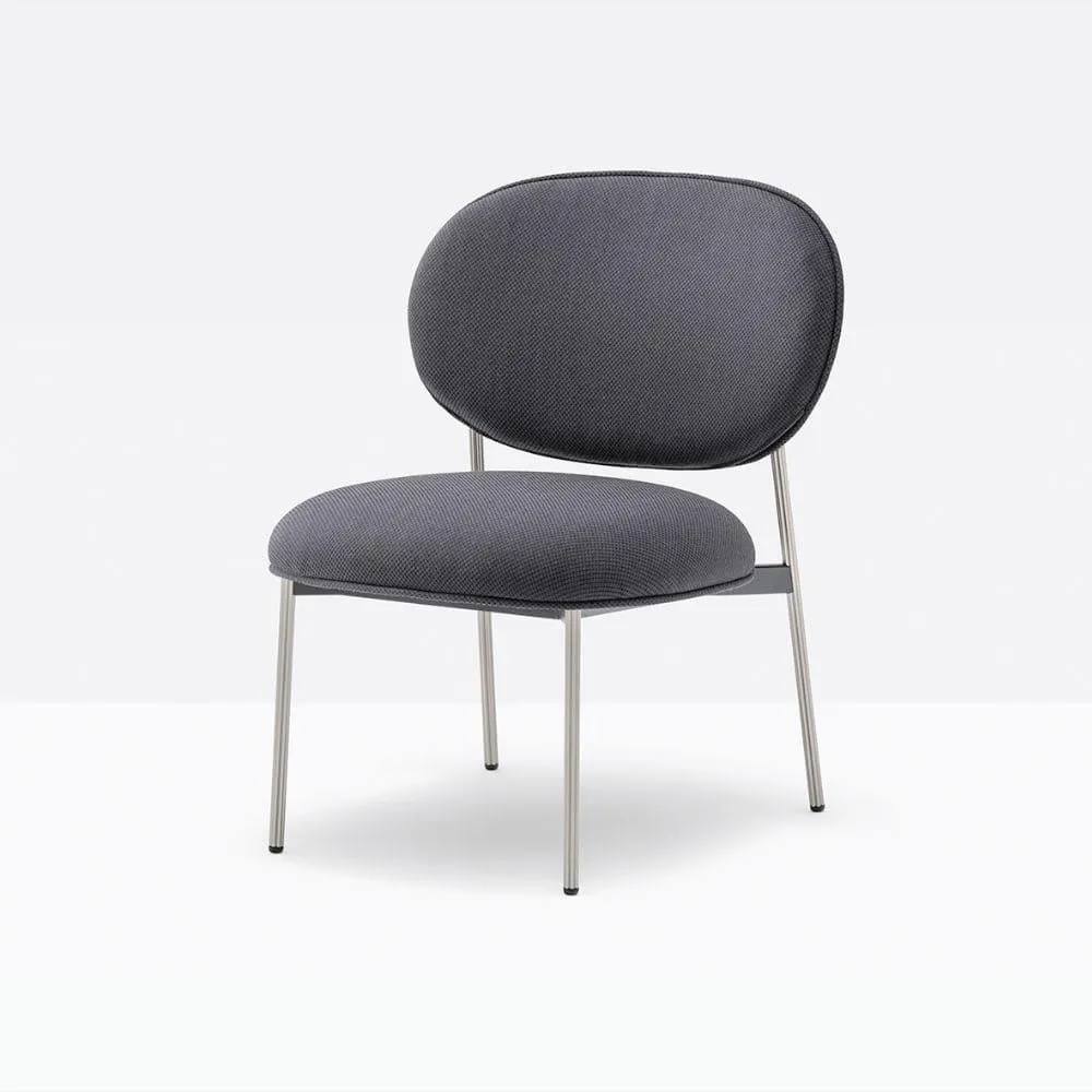 Pedrali Blume 2951 padded lounge chair in fabric or velvet