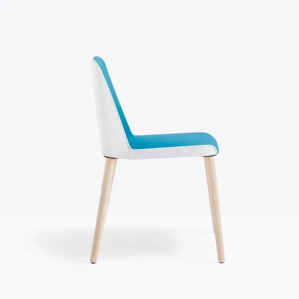 Pedrali Laja 883 padded chair in fabric with wood legs