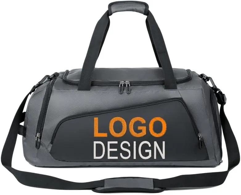 Personalized Sport Duffel Bag Dry Wet Separated Gym Bag Custom Embroidered Monogrammed Travel Duffel with Name Text Logo