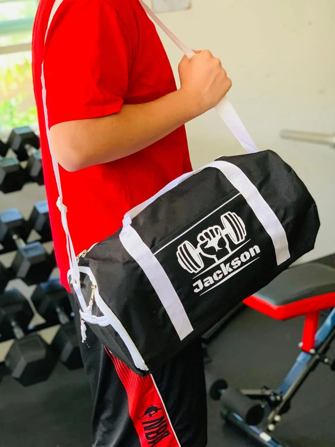 Personalized Sport/Gym Roll Duffel Bag - Fitness & Weight Training