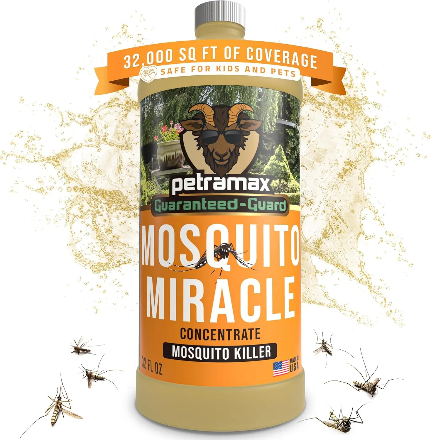 PetraMax Miracle Outdoor Mosquito Spray for Yard - Tested to Kill, Backyard Mosquito Fogger Machine Liquid Concentrate - Pet Safe Fogger Spray - Commercial/Private Pet Friendly Lawn Treatment (32 Oz)