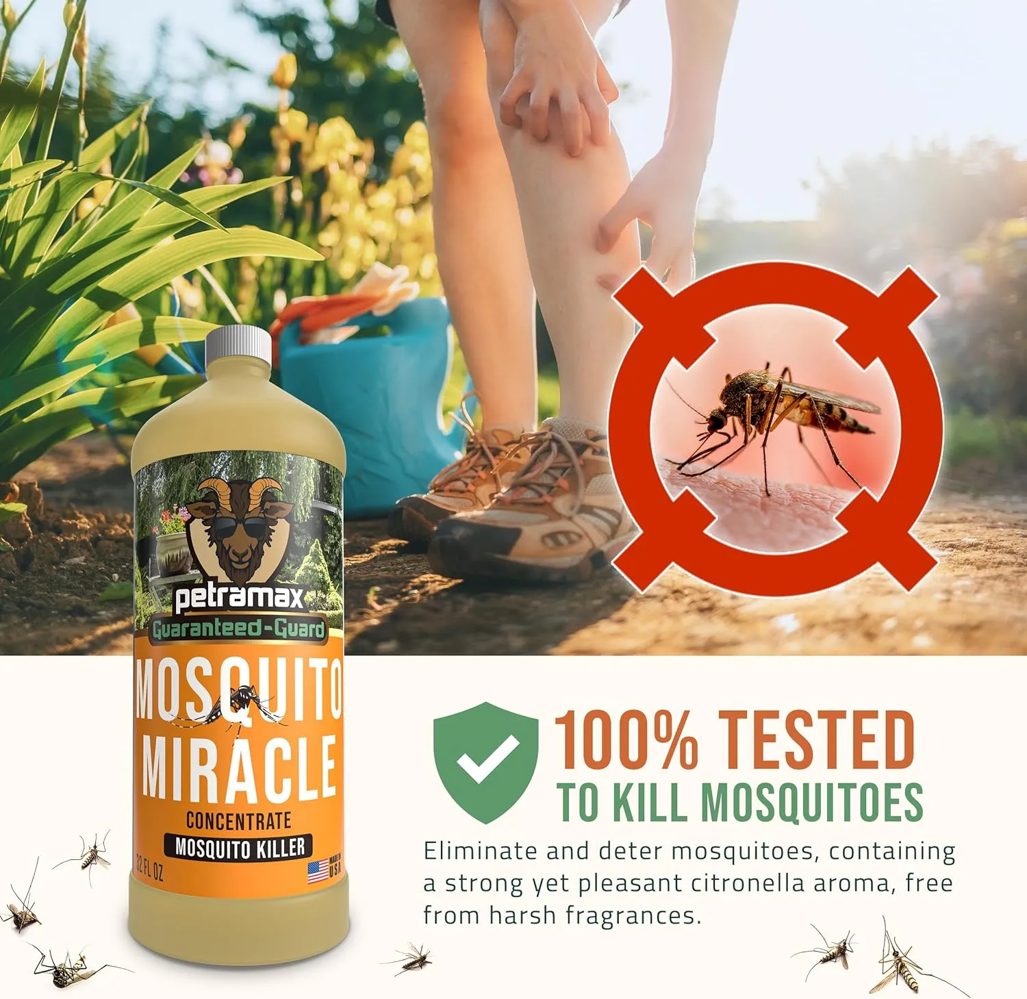 PetraMax Miracle Outdoor Mosquito Spray for Yard - Tested to Kill, Backyard Mosquito Fogger Machine Liquid Concentrate - Pet Safe Fogger Spray - Commercial/Private Pet Friendly Lawn Treatment (32 Oz)