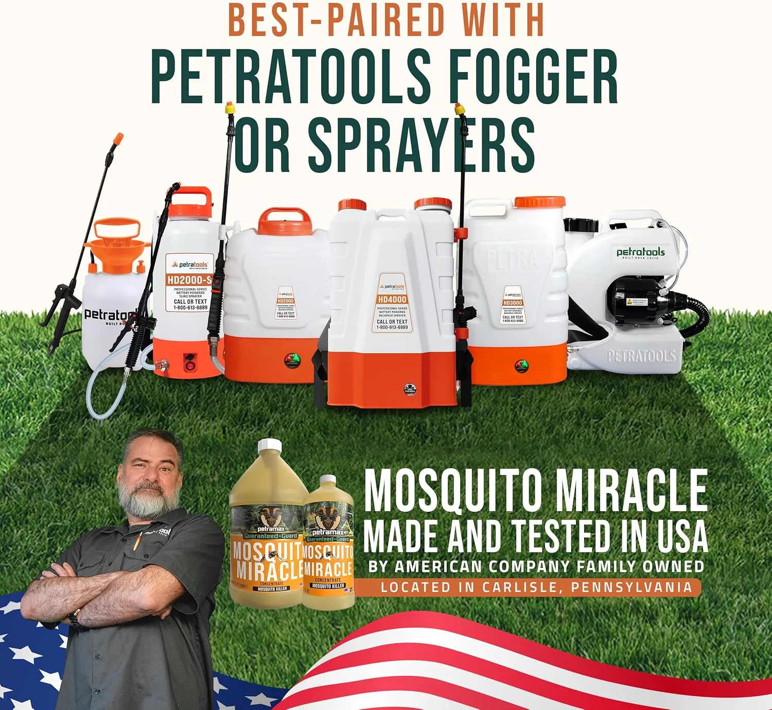 PetraMax Miracle Outdoor Mosquito Spray for Yard - Tested to Kill, Backyard Mosquito Fogger Machine Liquid Concentrate - Pet Safe Fogger Spray - Commercial/Private Pet Friendly Lawn Treatment (32 Oz)