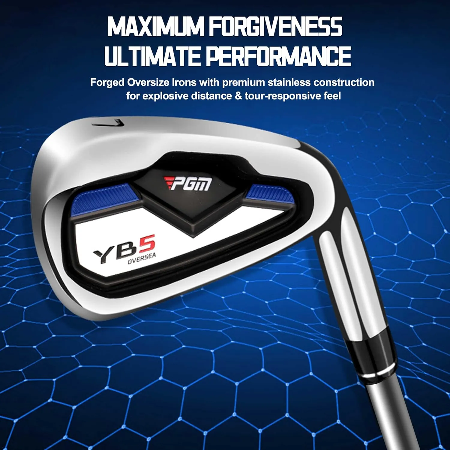 PGM Men's Complete Golf Club Sets - 11 Pieces - 2 Wood (#1,3), 1 Hybrid (#4H), 7 Irons(#5,6,7,8,9,PW,SW), 1 Putter - Golf Stand Bag, Right Handed - Ideal for Beginners