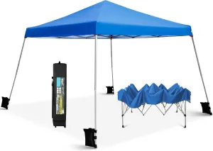 PHI VILLA 12'x12' Slant Leg UV Block Sun Shade Canopy with Hardware Kits, Shade for Patio Outdoor Garden Events, Blue
