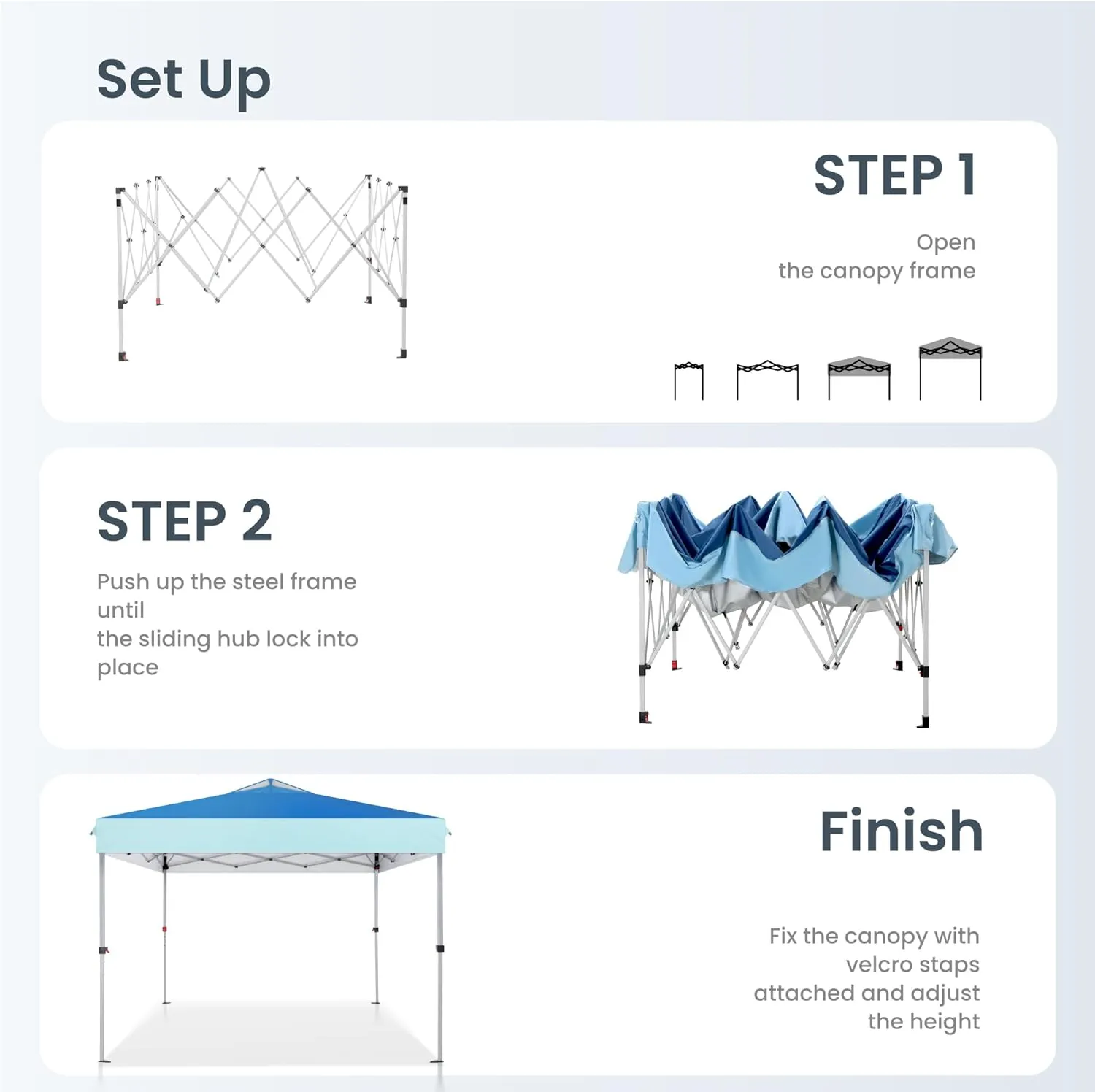 PHI VILLA Pop Up Canopy 10 10 Tents for Parties with Wheeled Bag, Portable Lightweight Folding w/Adjustable Height,Dark & Light Blue