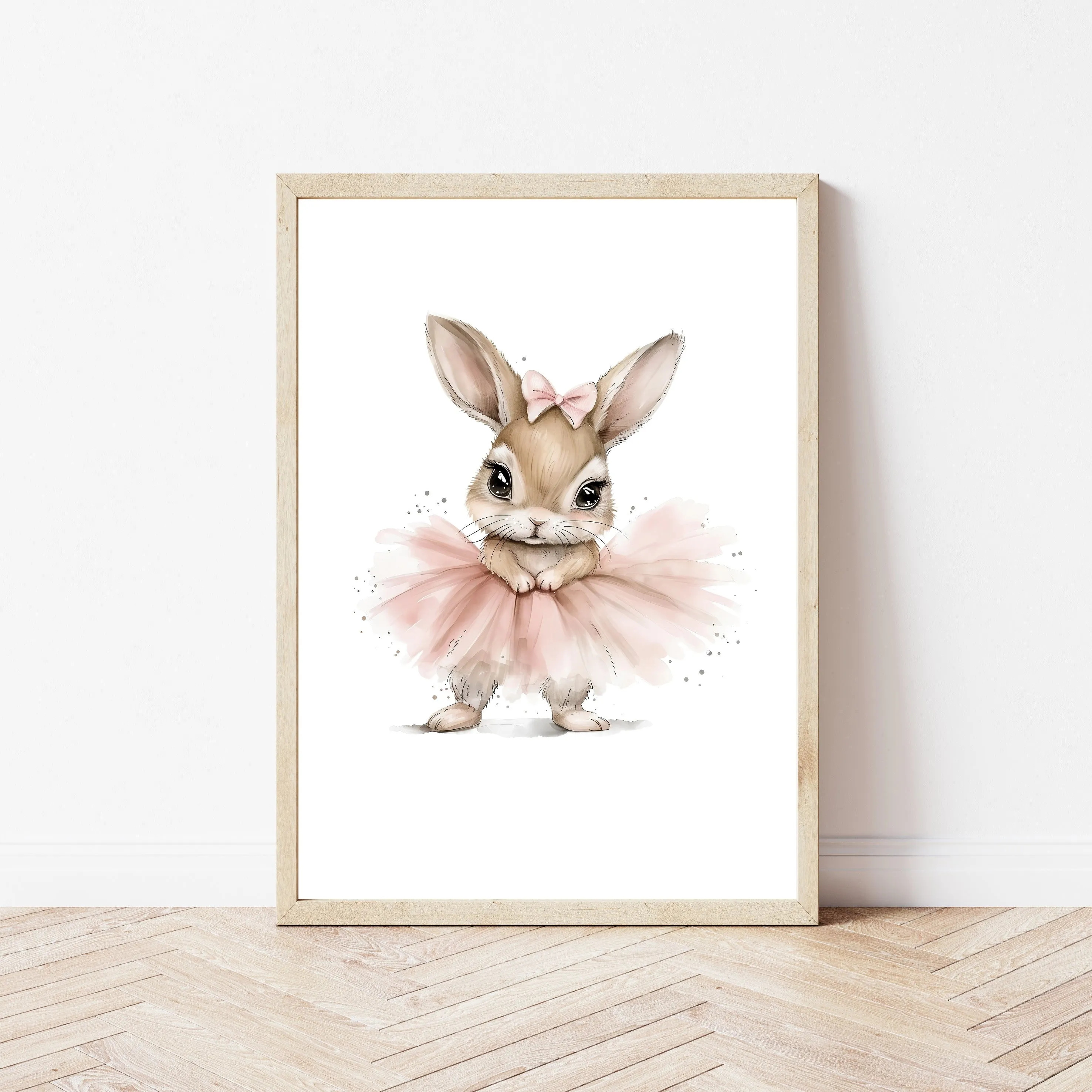 Pink Ballerina Bunny Set of 3 Wall Art