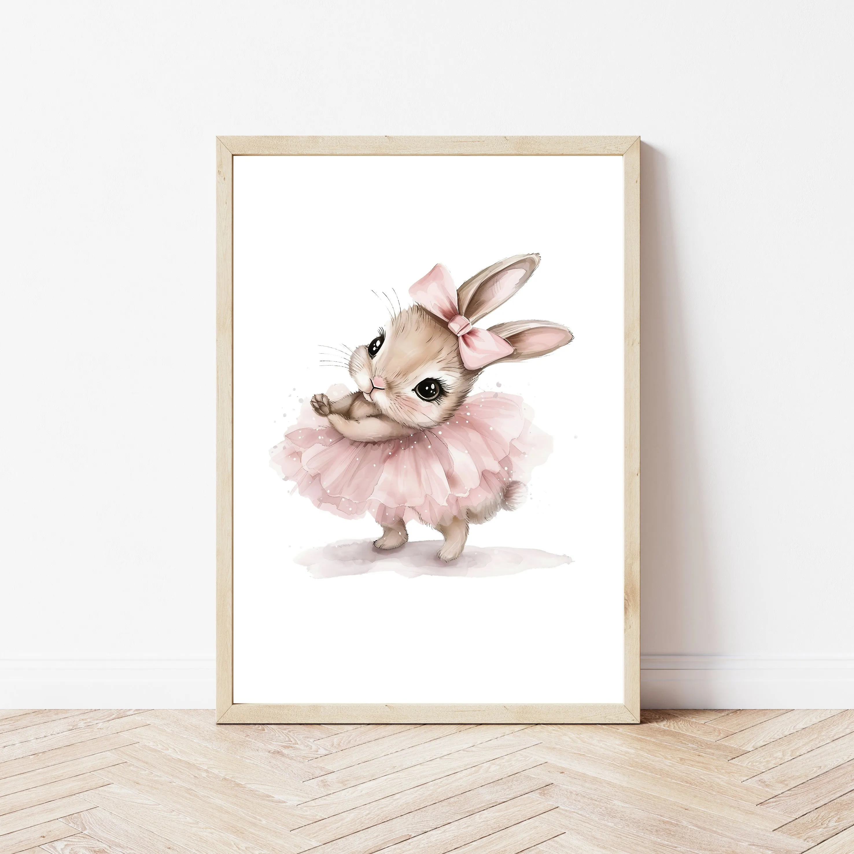 Pink Ballerina Bunny Set of 3 Wall Art