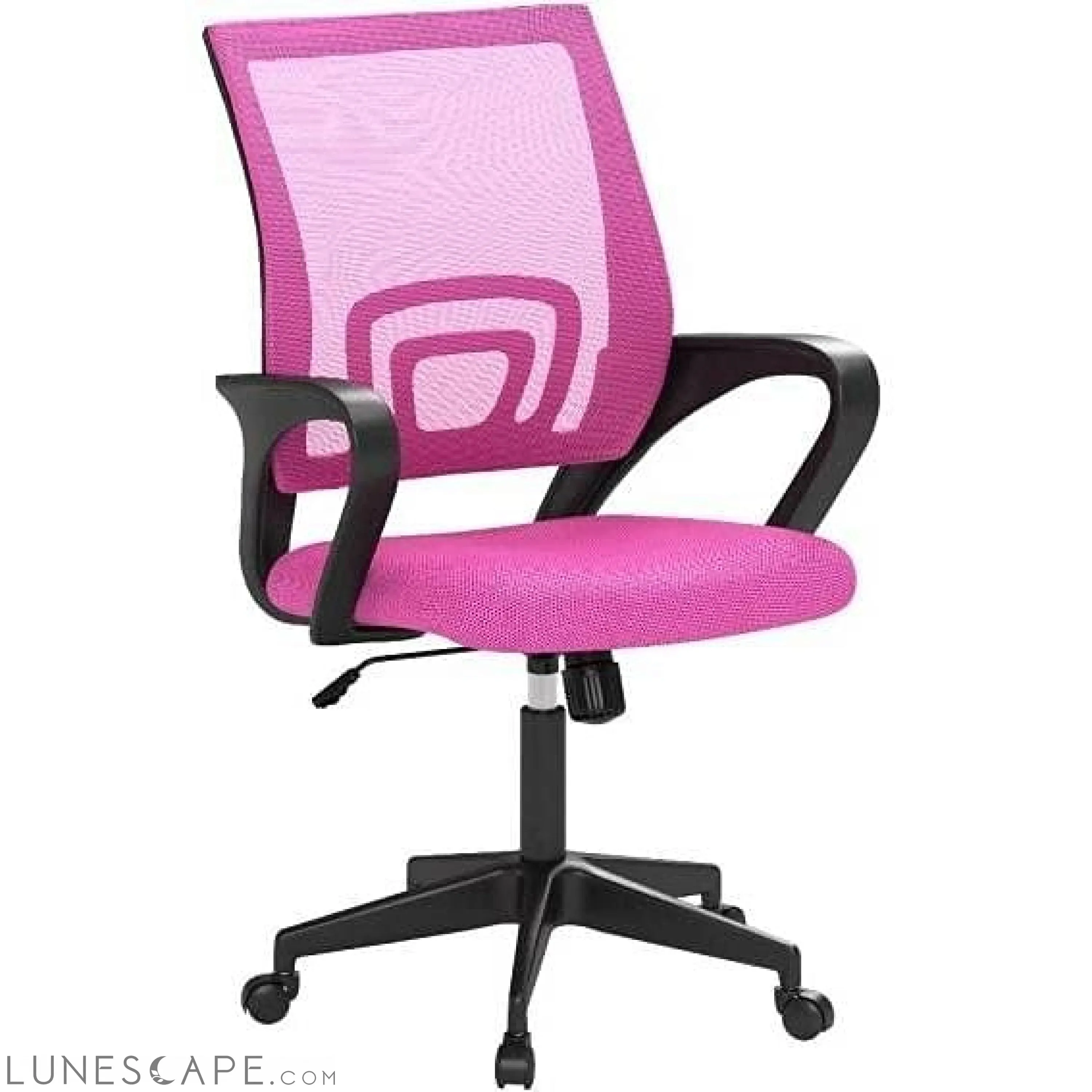 Pink Modern Mid-Back Ergonomic Mesh Office Desk Chair with Armrest on