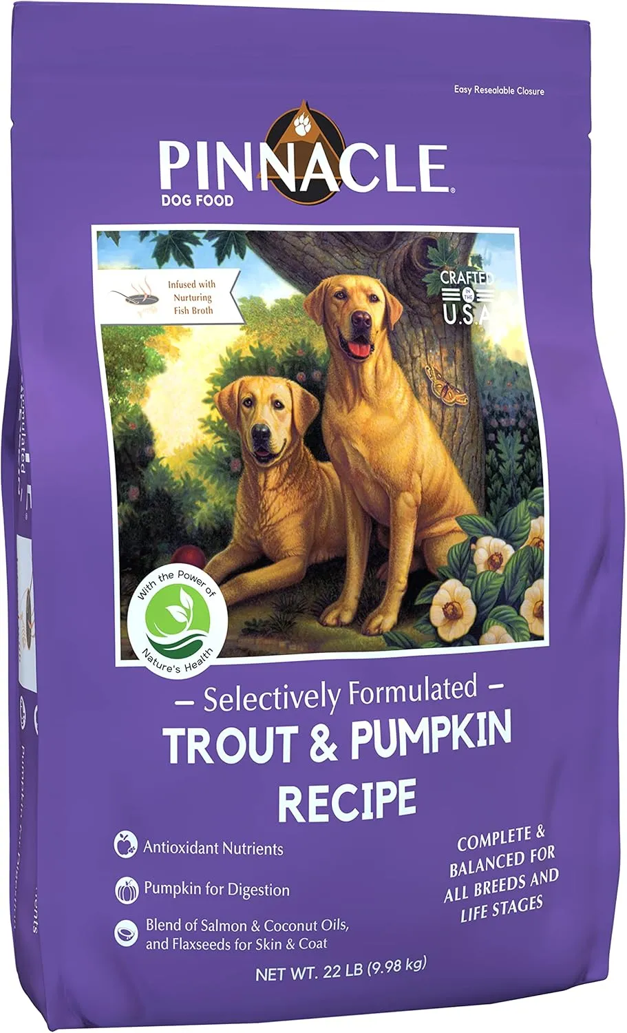 Pinnacle Pet Pinnacle Trout & Pumpkin Dry Dog Food 22 lb, Infused with Broth