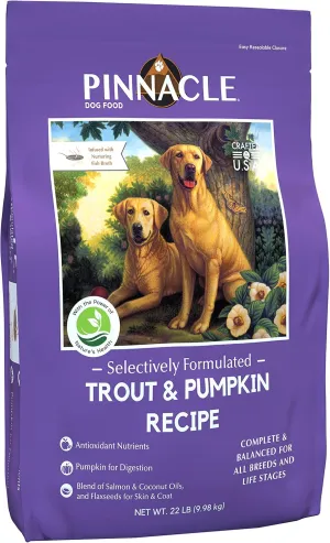 Pinnacle Pet Pinnacle Trout & Pumpkin Dry Dog Food 22 lb, Infused with Broth