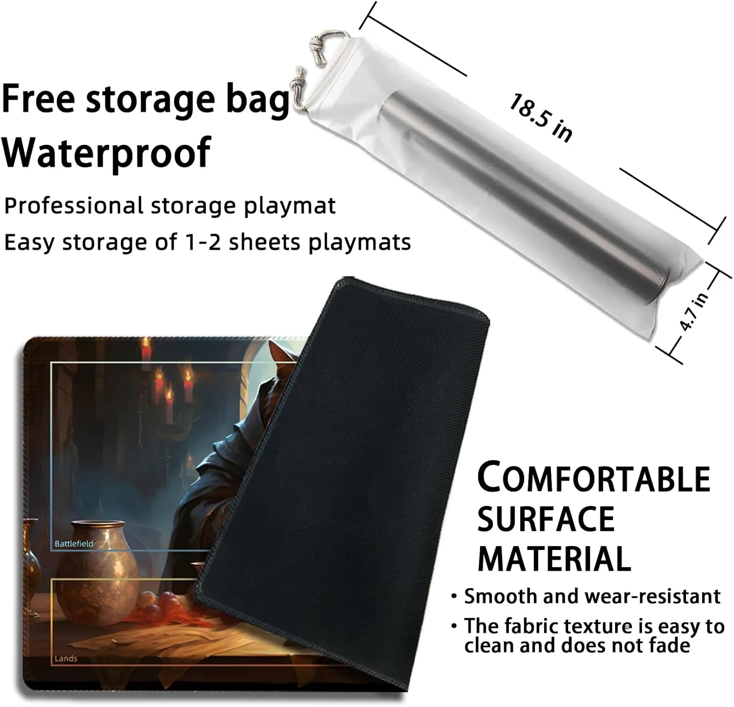 Playmat for MTG, with Free Storage Bags,Game Mat 24 x 14 inches, TCG and Board Game Mat for Cards,Mousepad Desk Mats (Cat 3-Auxiliary Combat)