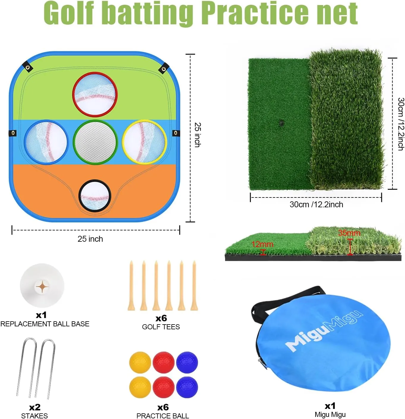 Portable Golf Chipping Net for Beginners & Home Practice - Pop Up Training Target with Hitting Mat & 6 Foam Balls - Backyard/Indoor Golf Gift Set for Dad, Men, Women, New Golfers