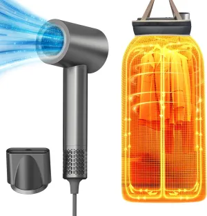 Portable Hair Dryer & Travel Clothes Dryer | 5-Minute Fast Dry Socks/Undergarments | USB-C Rechargeable & Bag-Friendly Design