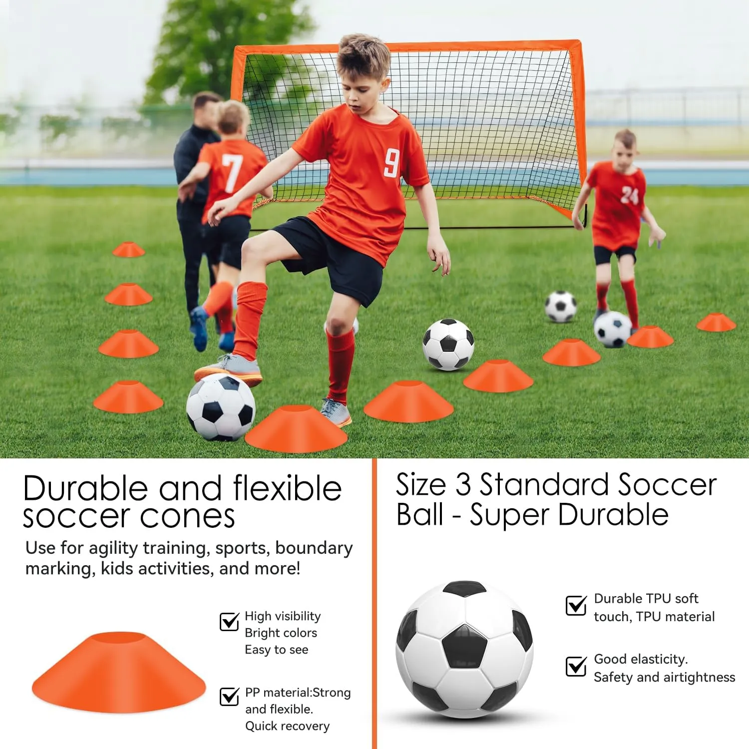Portable Pop Up Soccer Goal - 6x4ft Backyard Training Equipment with Soccer Ball, Scoring Target Cloth, and Conesl,Fencing Training Equipment，Baseball & Softball Protective Screens