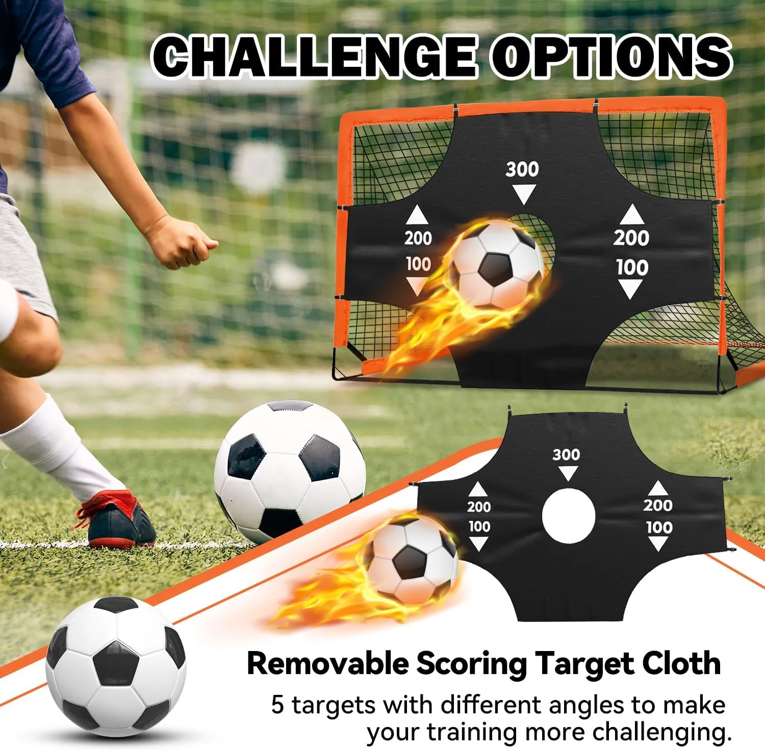 Portable Pop Up Soccer Goal - 6x4ft Backyard Training Equipment with Soccer Ball, Scoring Target Cloth, and Conesl,Fencing Training Equipment，Baseball & Softball Protective Screens