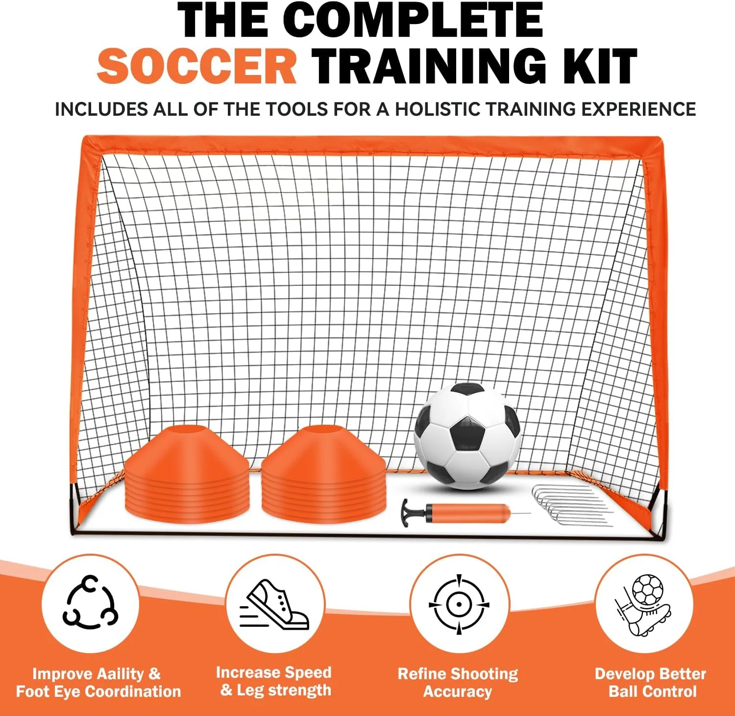 Portable Pop Up Soccer Goal - 6x4ft Backyard Training Equipment with Soccer Ball, Scoring Target Cloth, and Conesl,Fencing Training Equipment，Baseball & Softball Protective Screens