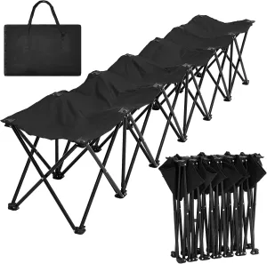 Portable Team Bench Soccer Seat Collapsible Folding Bench Seat Unfolded Sideline Bench Chair Playing Field Bleachers for Outdoor Sports with Storage Bag (Black), No Assembly(6 Seats)
