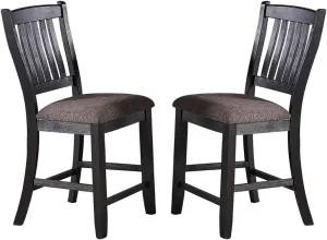 Poundex Fabric Upholstered High Chairs, (Set of 2), Dark Coffee and Black