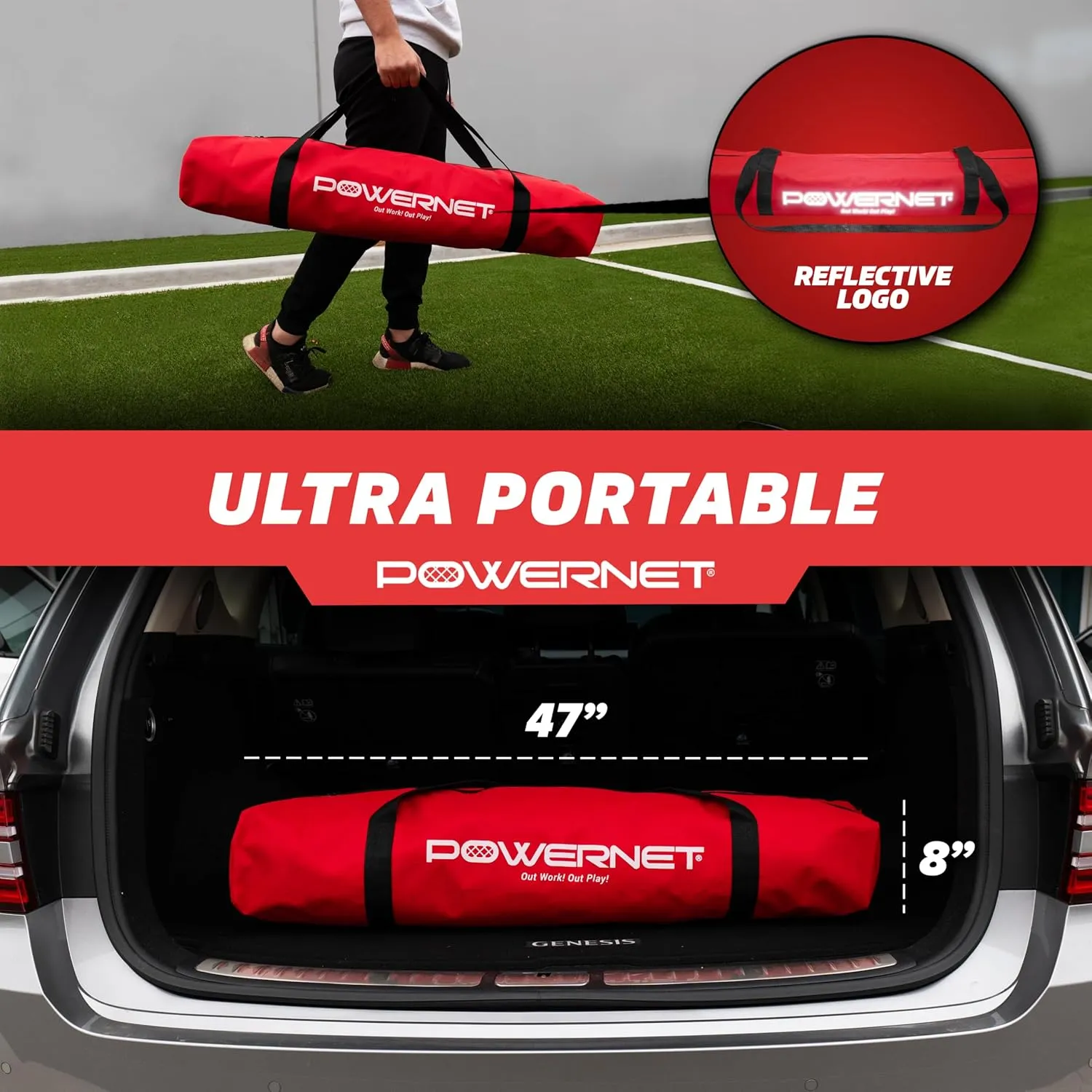 PowerNet Carli Lloyd Soccer Goal, Portable Net Collapsible Metal Base, Quick Setup Ultra Portable, Full Size Framed Soccer Goal, 1 Goal   1 Carry Bag