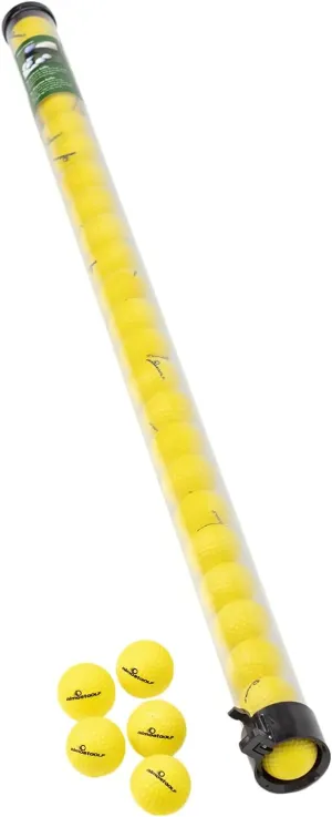 Practice Stick - Shag Tube with Ball Release, 24 Limited Flight Practice Golf Balls Included - Made in USA