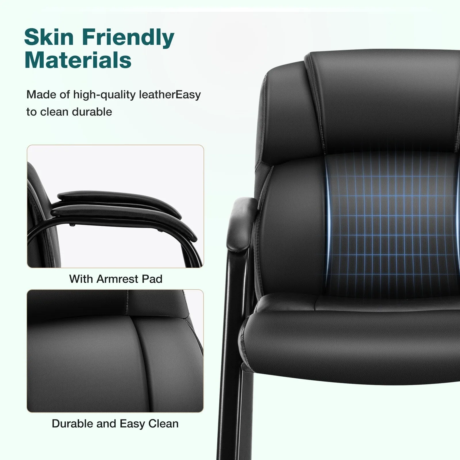 Premium Leather Guest Chair with Padded Armrests
