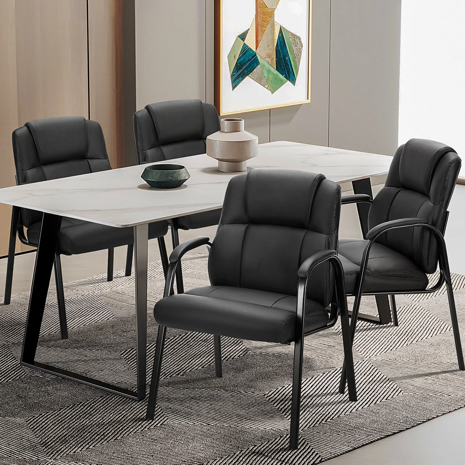 Premium Leather Guest Chair with Padded Armrests