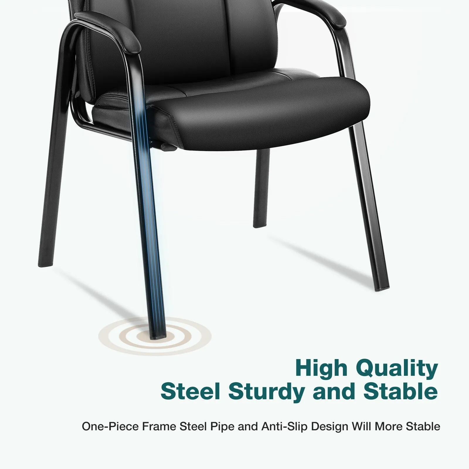 Premium Leather Guest Chair with Padded Armrests