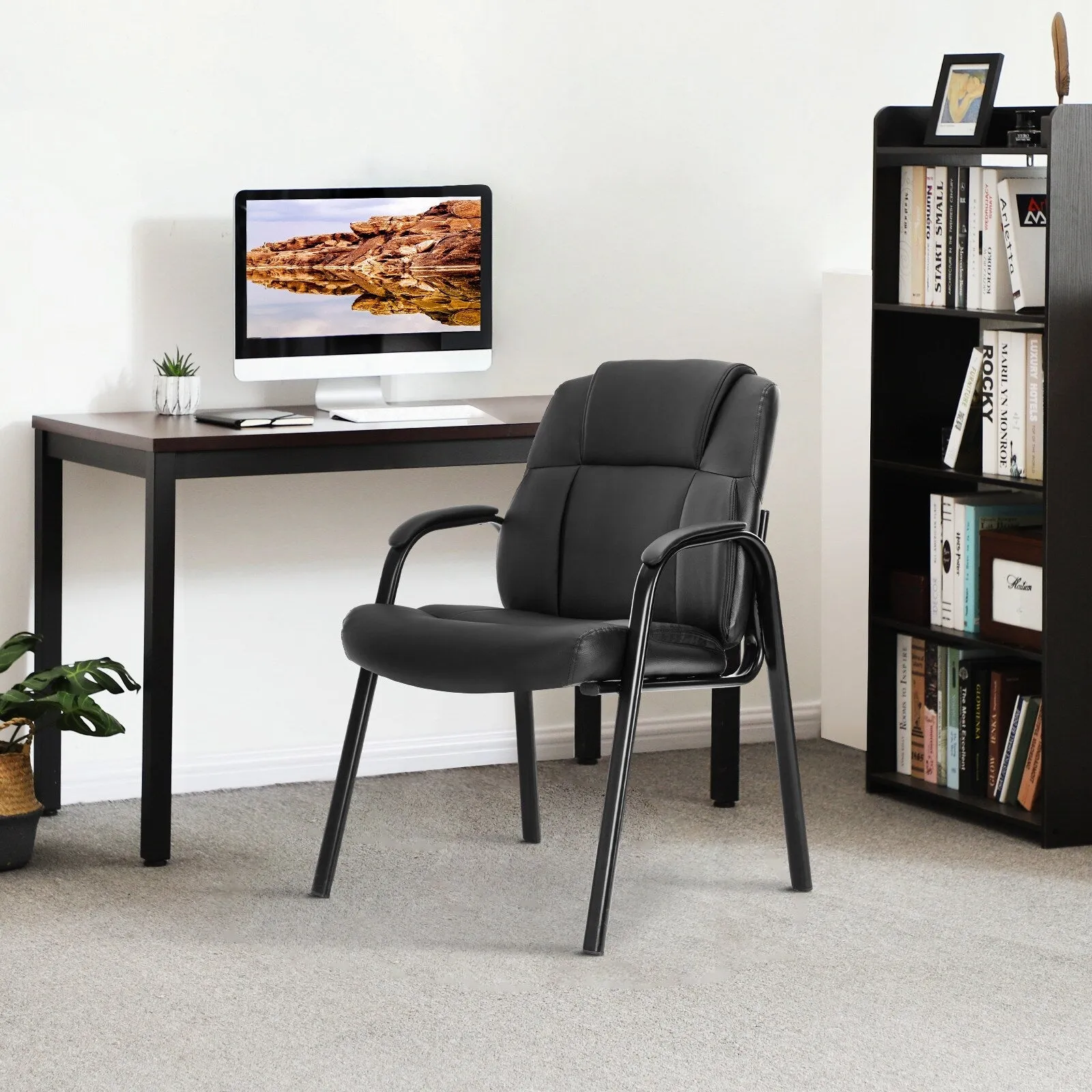 Premium Leather Guest Chair with Padded Armrests