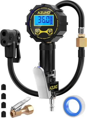 Presta Valve Adaptor with Pressure Gauge, 200psi Dual-Port Schrader & Presta Valve Pump, Bike Tire Inflator for Air Compressor, Can Check, Inflate, Deflate for Bicycles, Motorcycles, Cars