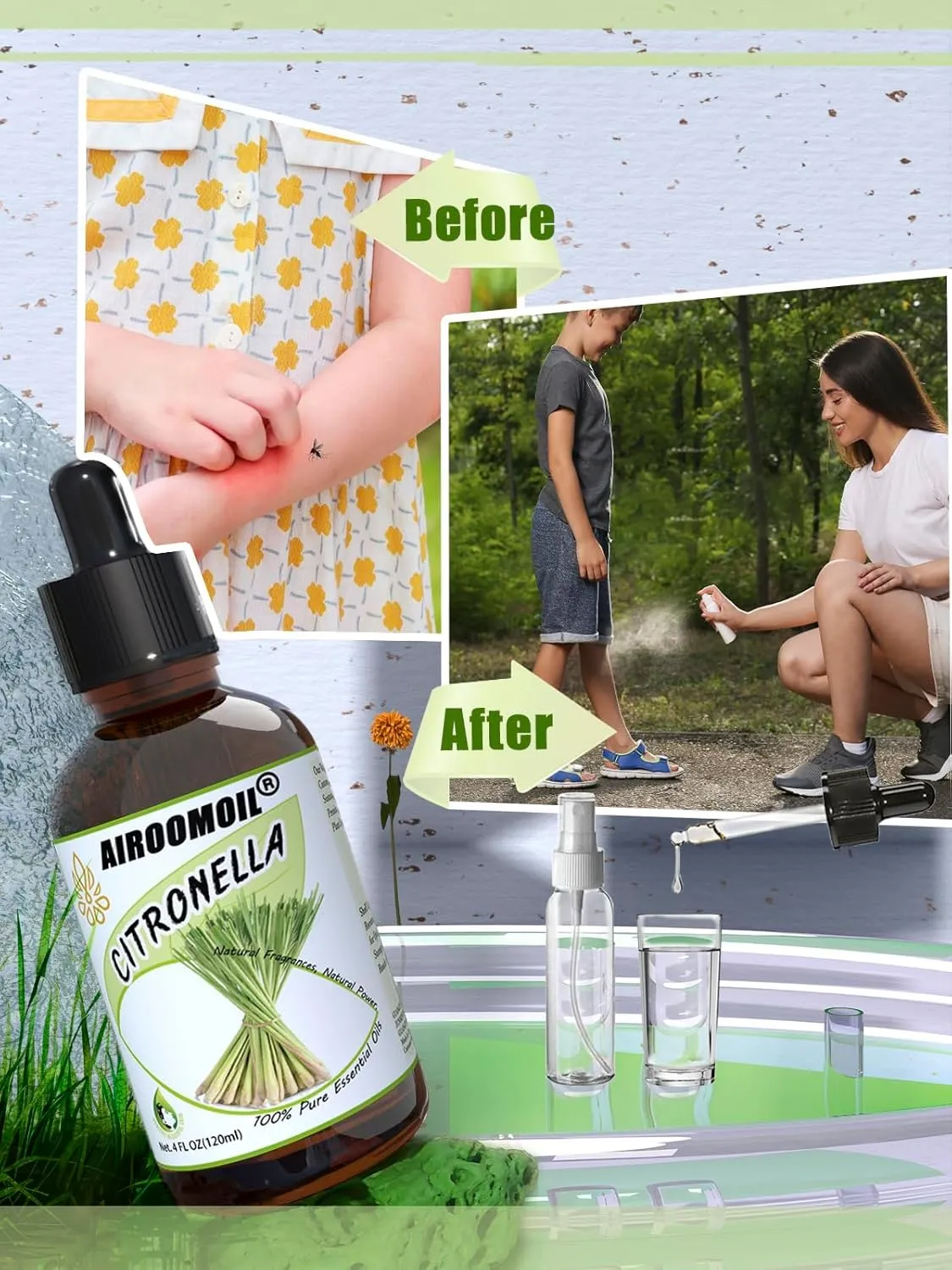 Pure Citronella Essential Oil, 100% Pure Natural Citronella Essential Oil, Premium Grade Essential Oils for Diffusers for Home, Skin, Care Massage, Soap Making, Aromatherapy, 4 Fl Oz | 120ml
