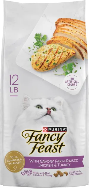 Purina Fancy Feast Dry Cat Food with Savory Farm-Raised Chicken and Turkey - 12 lb. Bag